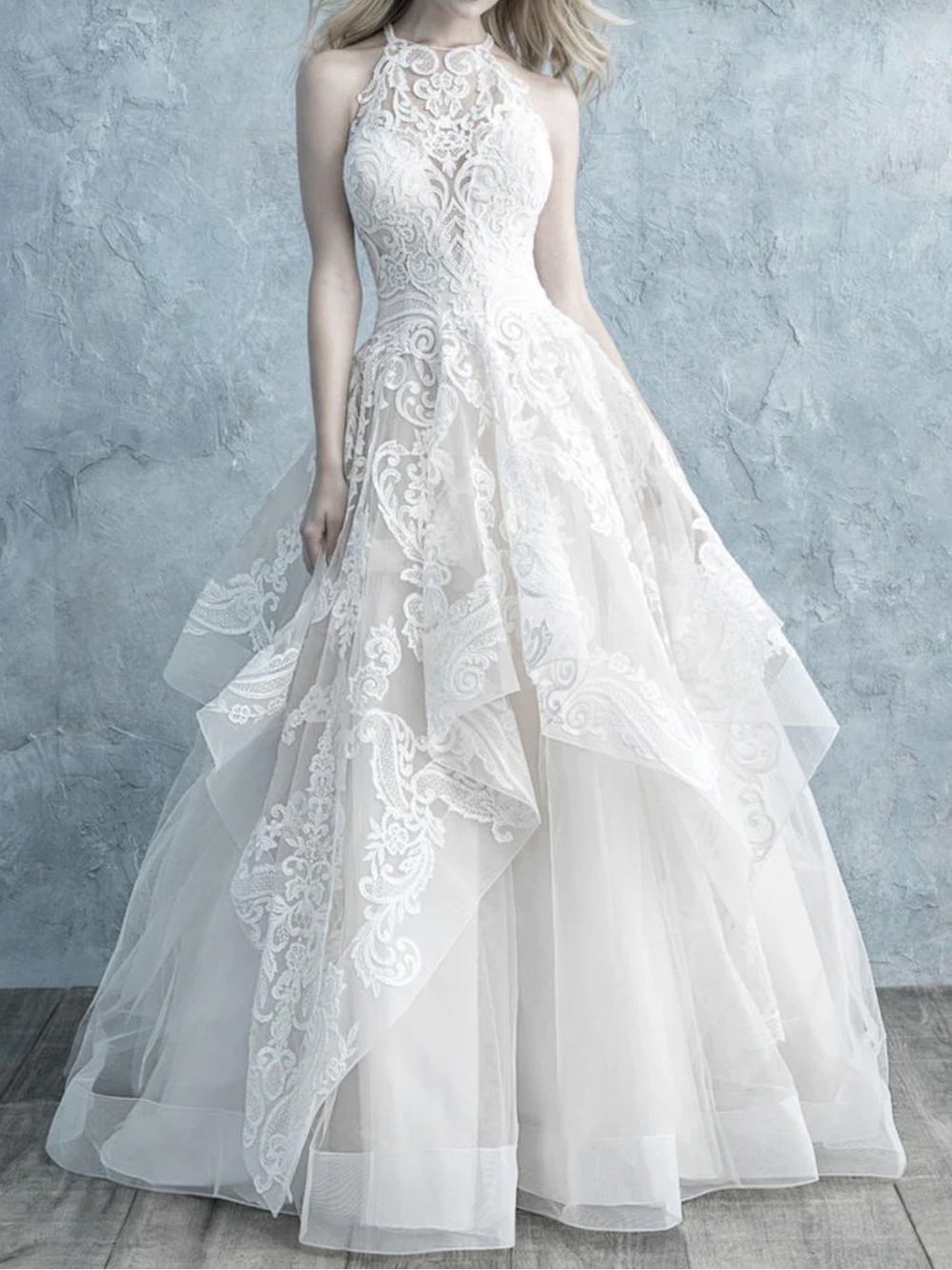 Allure 9652 - NWT Halter Lace Applique Ball Gown Wedding Dress in Ivory - Picture 8 of 10